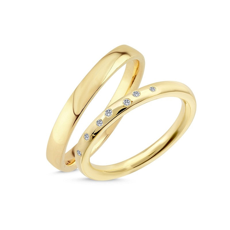 Unikke Nuran vielsesringe i 14 karat guld med 0,07 ct diamanter